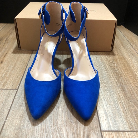 Dream Paris Lowpointed Low Heel Dress Pump Shoes Blue Size 10 - Picture 5 of 10